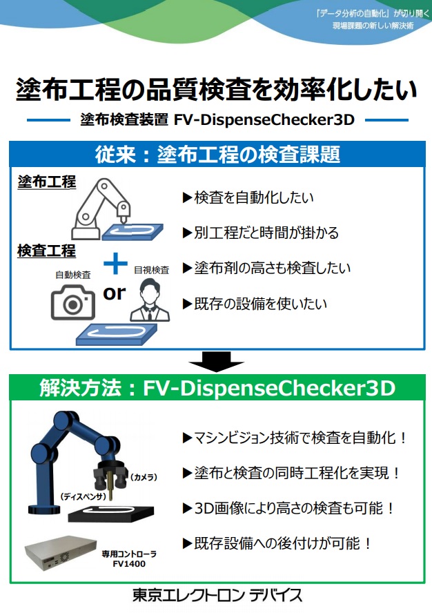 塗布工程の品質検査を効率化したい　－　塗布検査装置　FV-DispenseChecker3D ー